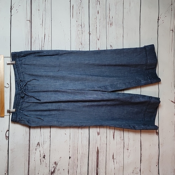 Loft Pull On Wide Leg Cropped Linen Size Large - Picture 2 of 6